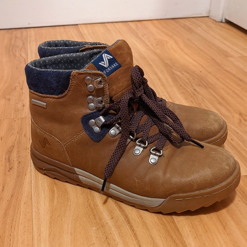 Forsake Patch Mid Waterproof Hiking Sneaker Boot Brown Leather Navy Size 7.5